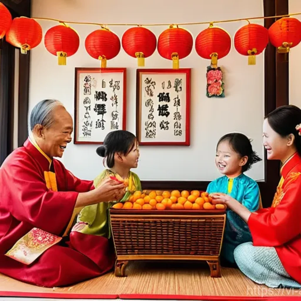마르셀 모스와 선물경제 - **Prompt 1: A Traditional Tết Family Gathering**
A warm, inviting indoor scene depicting a multi...