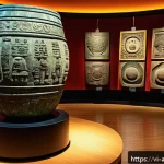 문화인류학 주요 연구 분야 - A vibrant Vietnamese cultural heritage museum interior showcasing advanced technology: a large 3D sc...