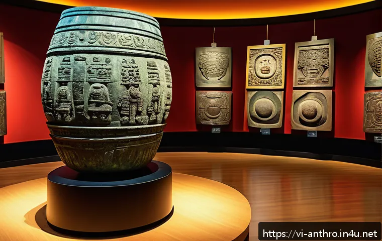 문화인류학 주요 연구 분야 - A vibrant Vietnamese cultural heritage museum interior showcasing advanced technology: a large 3D sc...